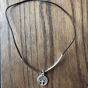 Handmade black leather necklace